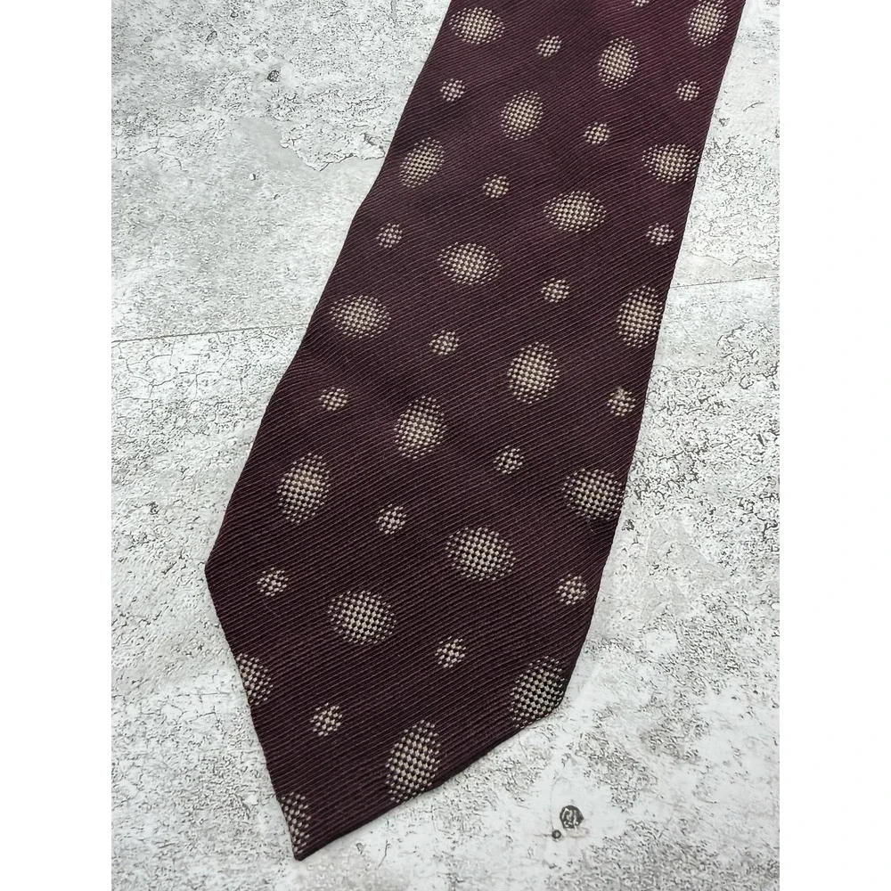 Giorgio Armani Silk Blend Tie Mens One Size Purple Polka Dot Pointed Necktie VTG